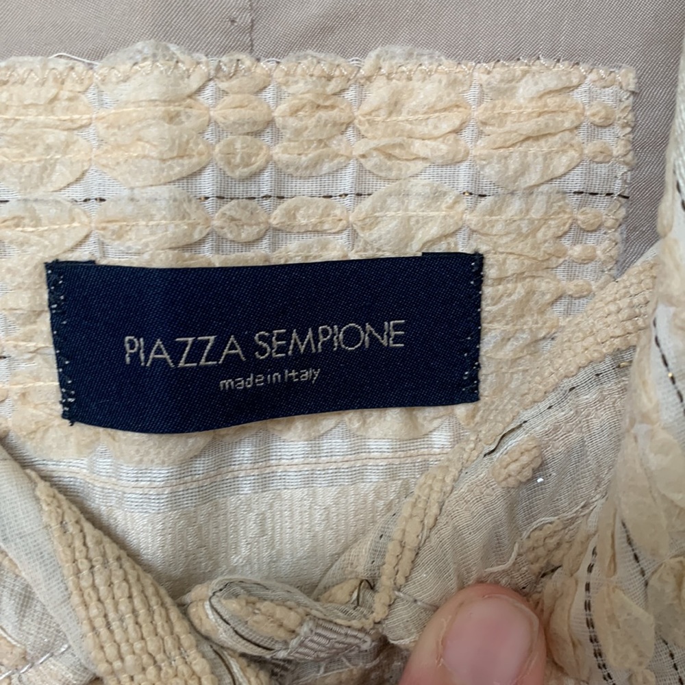 PIAZZA SEMPIONE Vintage Textured White, Beige, Gray, Gold Jacket - Size Medium - Picture 6 of 16